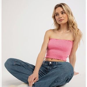 Gianni Bini Pink Smocked Pink Tube Top